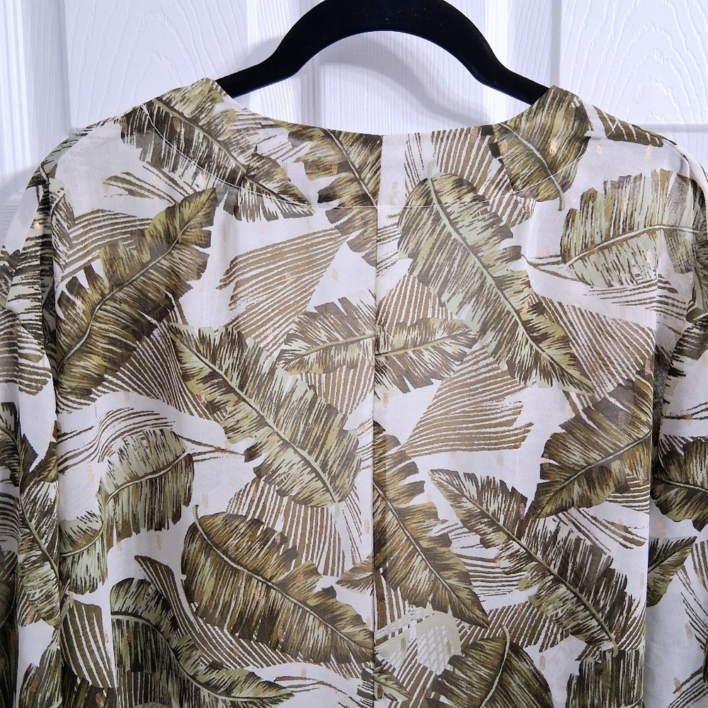 Kimono Duster Tropical Print Botanical Palm Leaves Long Length Gypsy Moondust - Picture 13 of 17